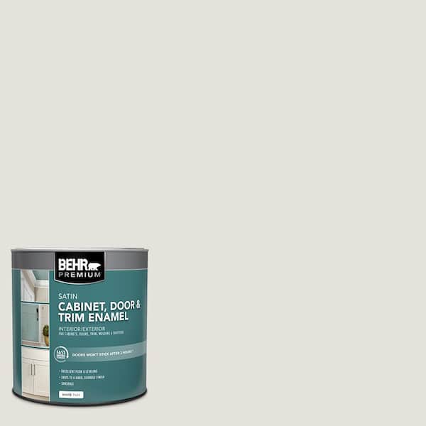 BEHR PREMIUM 1 qt. #PPU18-08 Painters White Satin Enamel Interior/Exterior Cabinet, Door & Trim Paint