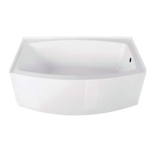 Aqua Eden 60 in. Acrylic Right Drain Rectangular Alcove Soaking Bathtub in White