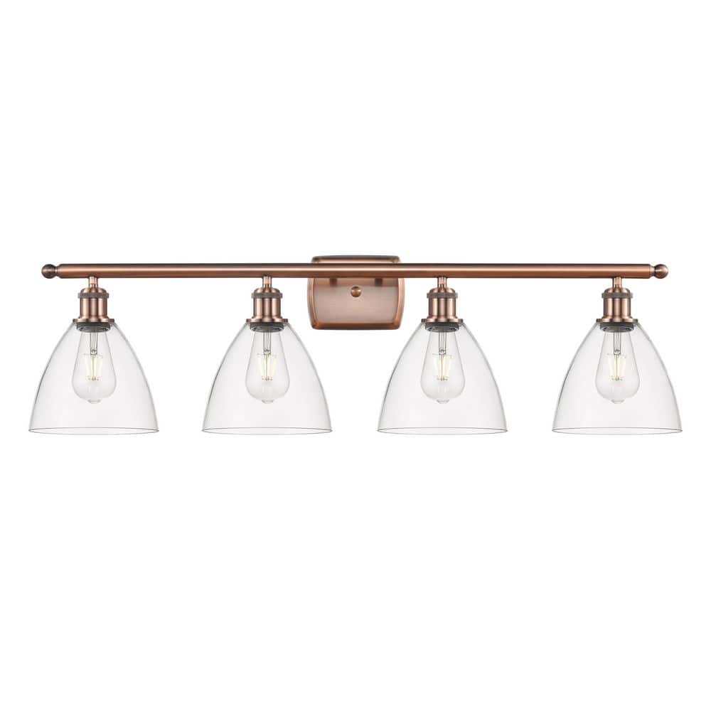 Bristol Glass 38 in. 4-Light Antique Copper Vanity Light with Glass Shade price history on PriceWatchPro