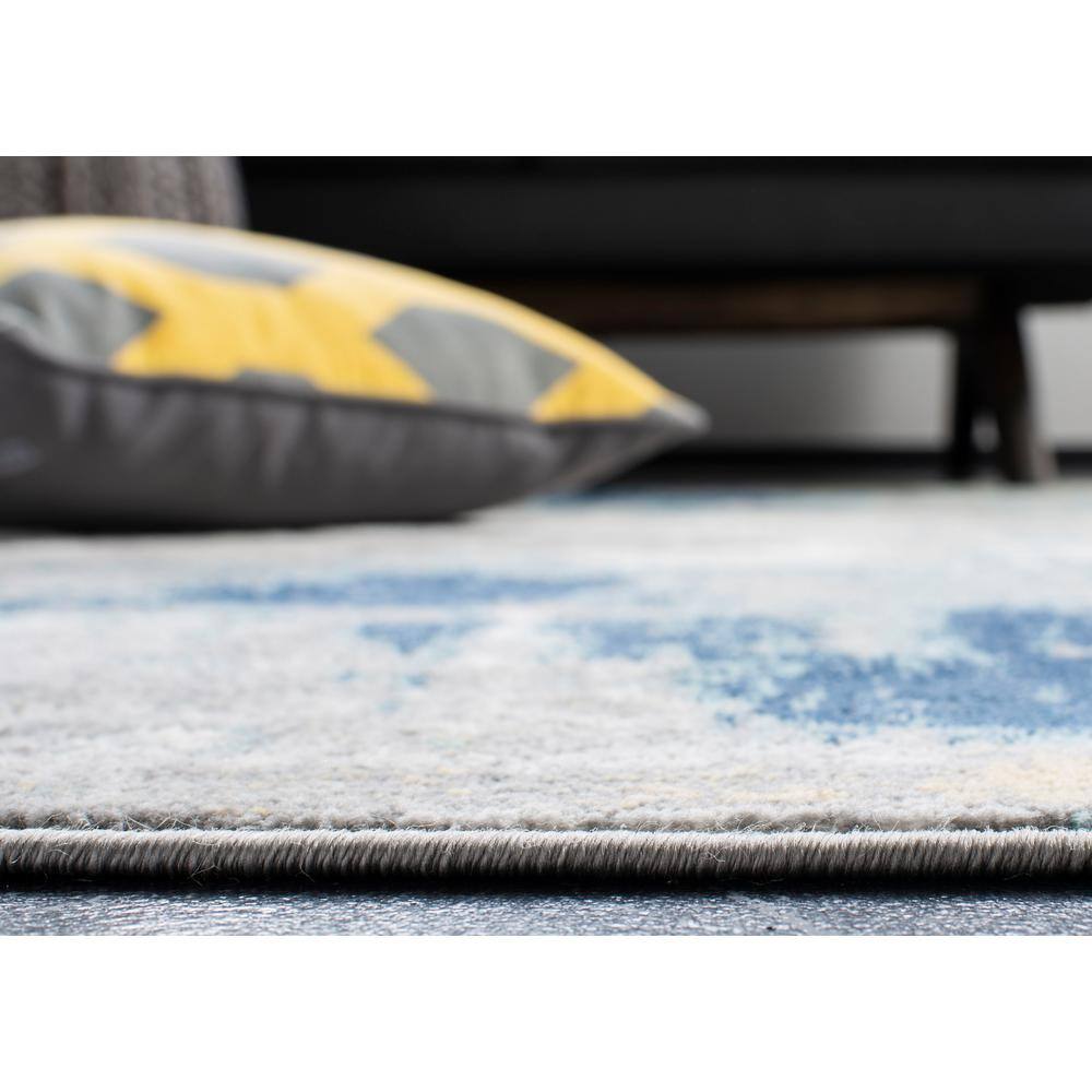 Gray and Gold Abstract Hand-knotted Synthetic Area Rug