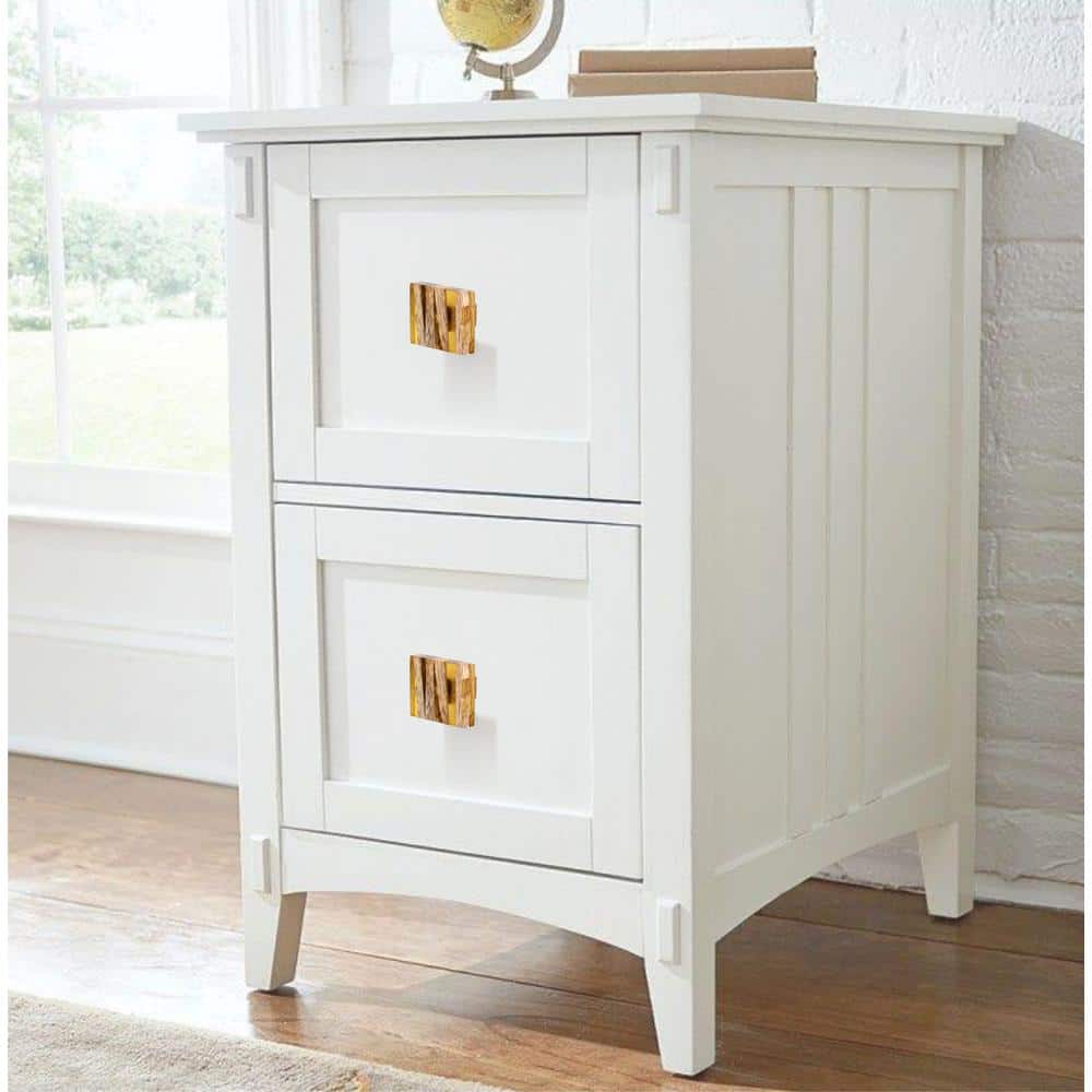 Polished Square Wood and Resin Cabinet Knob with Mounting Hardware