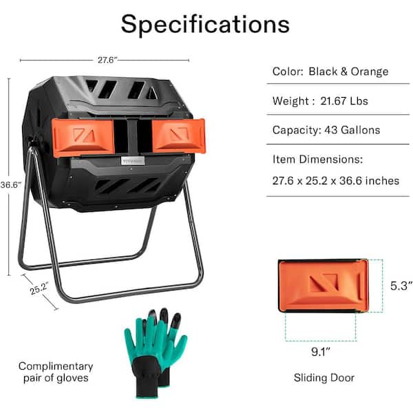 43 Gal Compost Bin, Orange