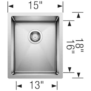 Precision Satin Polished Stainless Steel 15 in. x 18 in. Single Bowl Undermount Kitchen Sink