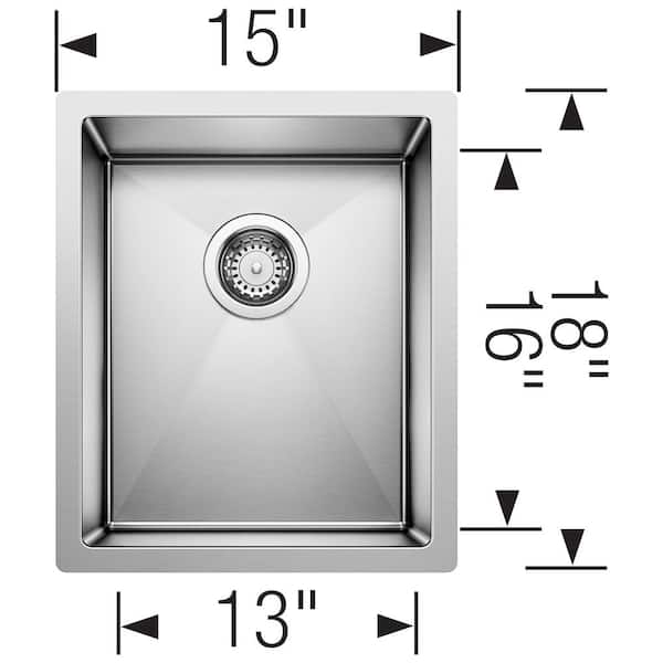 Precision Satin Polished Stainless Steel 15 in. x 18 in. Single Bowl Undermount Kitchen Sink