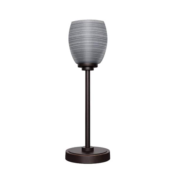 Unbranded Quincy 17 in. Dark Granite Accent Lamp with Gray Matrix Glass Shade