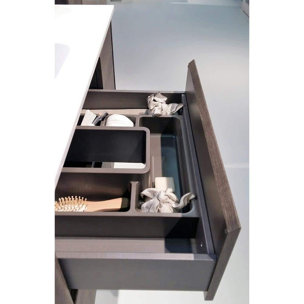 Samara Ash Modern Vanity Unit with Integrated Sink and Mirror