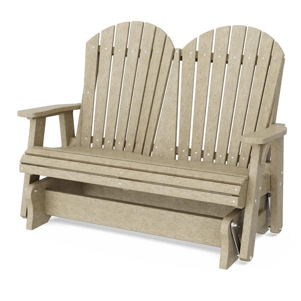 Wildridge Heritage 2-Person Weathered Wood Plastic Outdoor Double Glider