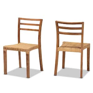 Arthur Natural Rattan and Walnut Brown Dining Chair (Set of 2)