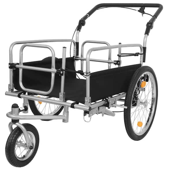 3-in-1 Heavy-Duty Bike Cargo Trailer –Bike Compatible Steel Frame, 110lb Capacity, Convertible Stroller & Pull Cart w/Su