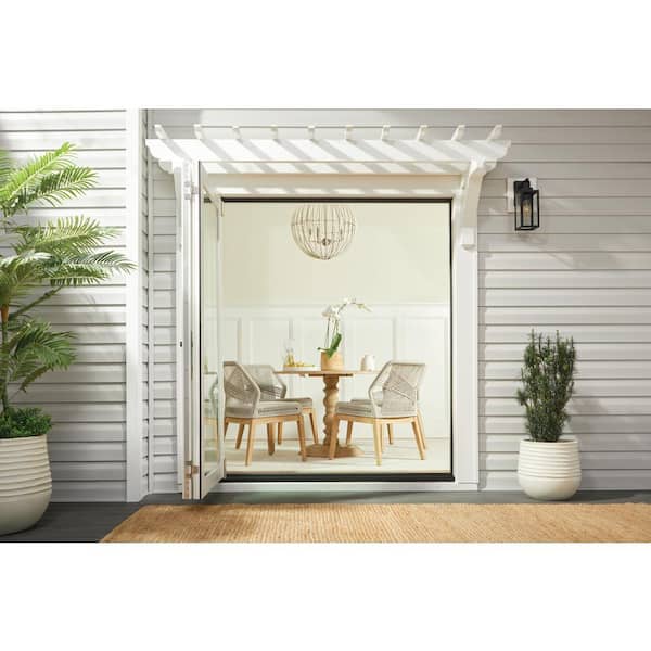 72 in. x 80 in. Left-Hand Folding Primed Fiberglass 2-Panel Patio Door w/ Low-E Glass and Retractable Screen