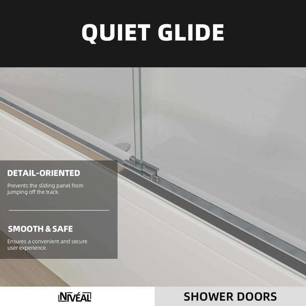 60'' Chrome Semi Frameless Sliding Tub Door with Clear Glass