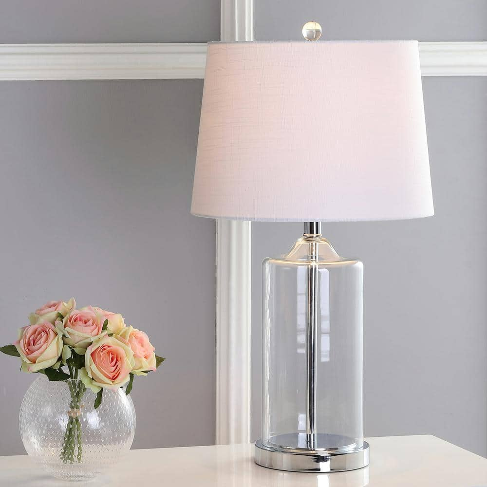 JONATHAN Y Walsh 25 in. H Clear/Chrome Glass Table Lamp JYL1018A - The ...