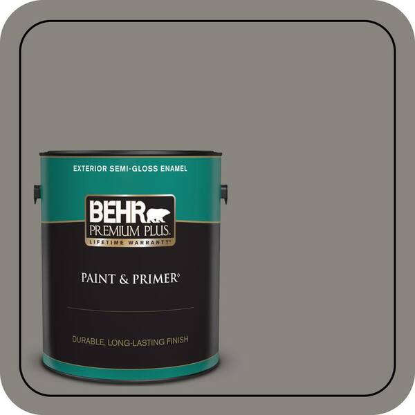 BEHR PREMIUM PLUS 1 gal. #PPU24-07 Barnwood Gray Semi-Gloss Enamel Exterior Paint & Primer