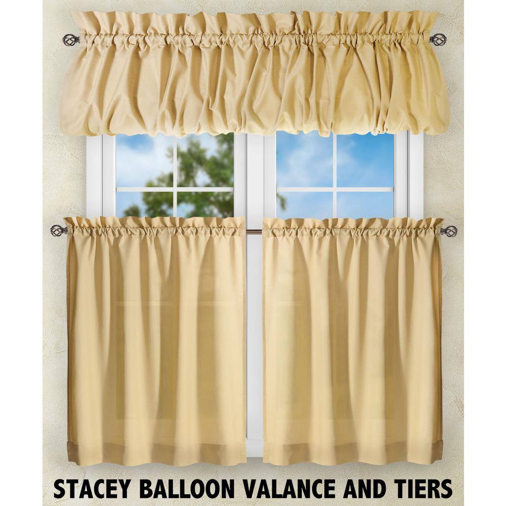 Almond Sheer Cotton Polyester Rod Pocket Window Tier Pair