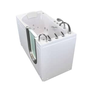 Deluxe 55 in. Acrylic Walk-In Whirlpool and Air Bath Bathtub in White, Fast Fill Faucet, Heated Seat, RHS Dual Drain