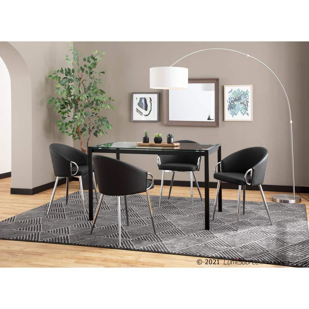 Black Faux Leather Upholstered Side Chair with Metal Frame