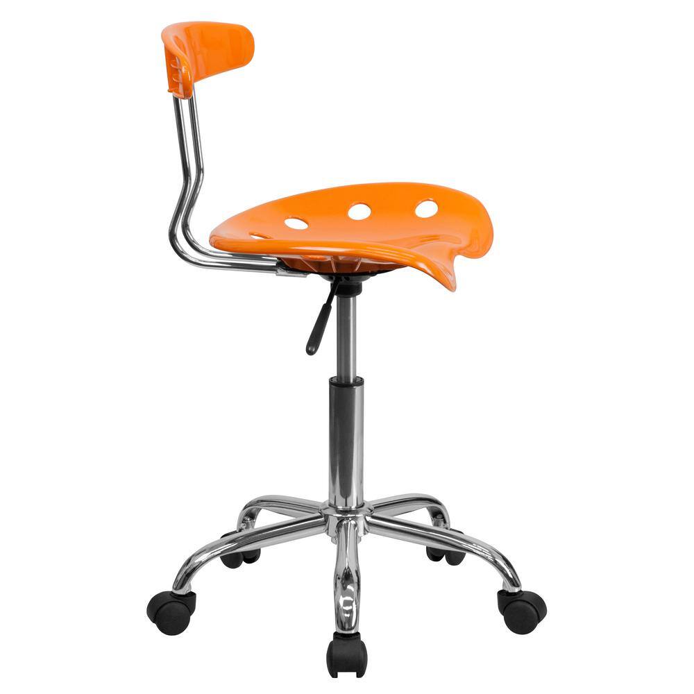 Vibrant Orange Chrome Swivel Task Chair with Tractor Seat, 20"