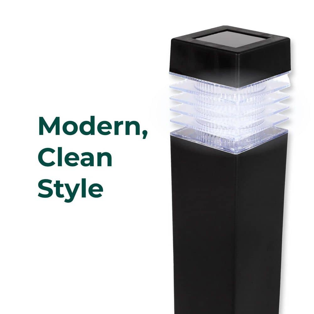 Small Black Plastic Solar LED Pathway Lights, 4-Pack
