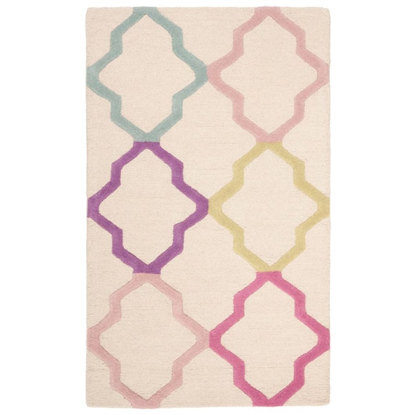 Kids 3 ft. x 5 ft. Ivory/Multi Geometric Area Rug