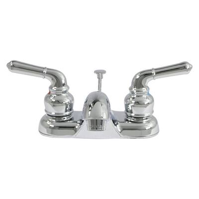 4 in. Centerset 2-Handle Lavatory Bathroom Faucet for Vanity Sink with Brass Pop Up Drain Assembly Chrome Plated