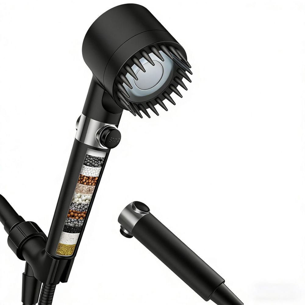 3-Spray Filtered Shower Head with Handheld with ON/OFF Switch, ‎Wall Mounted Handheld Shower Head 1.8 GPM in Black price history on PriceWatchPro