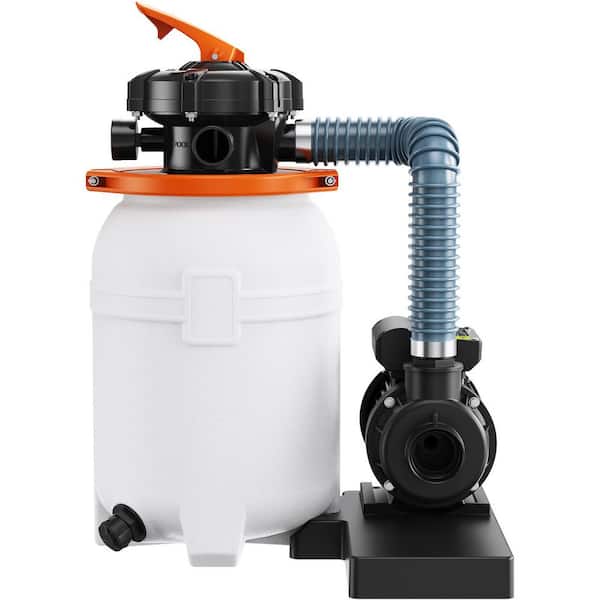 SKYSHALO Sand Filter Pump for Above Ground Pools 10in. 1585 GPH 0.33 HP 23sq.ft. Swimming Pool Pumps System and Filters Combo Set