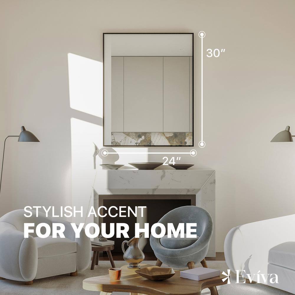 Sleek Silver 28.5" x 35" Modern Rectangular Bathroom Mirror