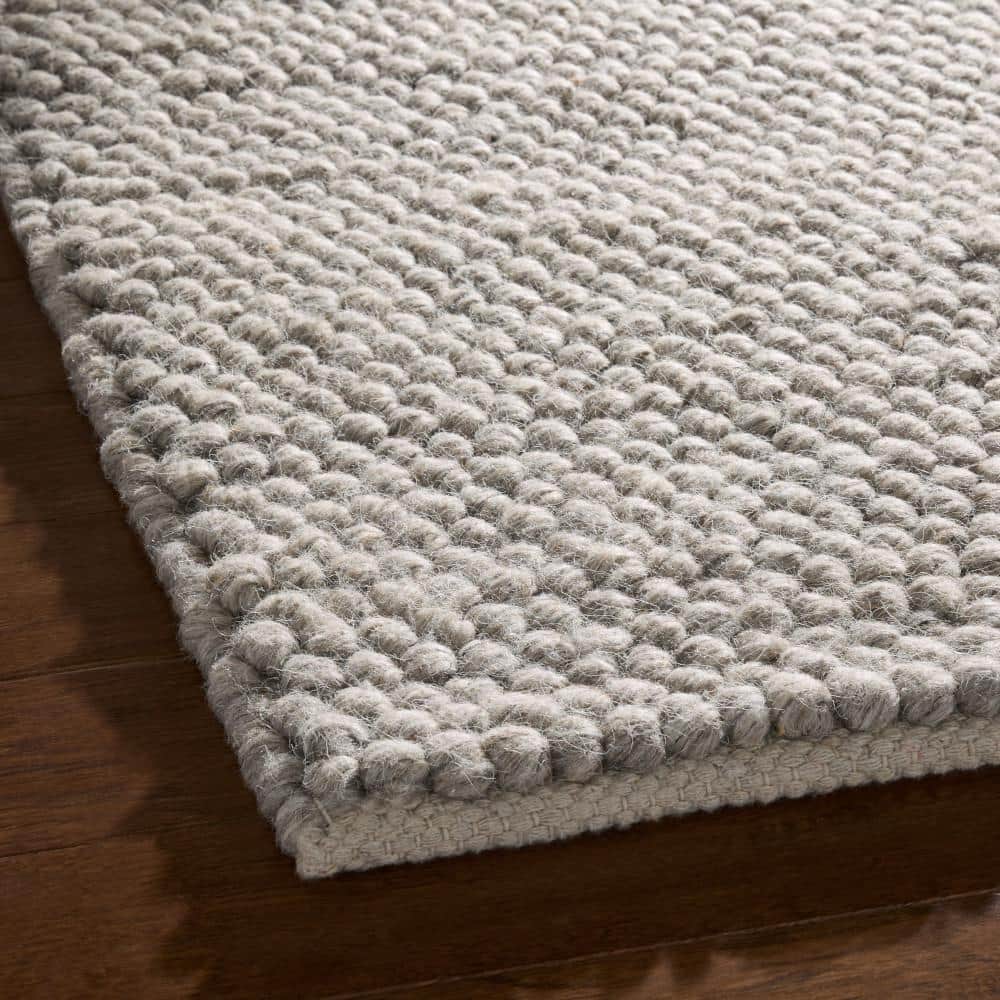Handcrafted Beige Wool Rectangular Area Rug 5' x 7'
