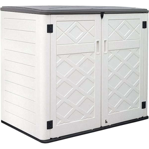 4.4 ft. W x 2.9 ft. D Outdoor Resin Storage Shed with Lockable Double Doors and Floor Panel(12 sq. ft. )