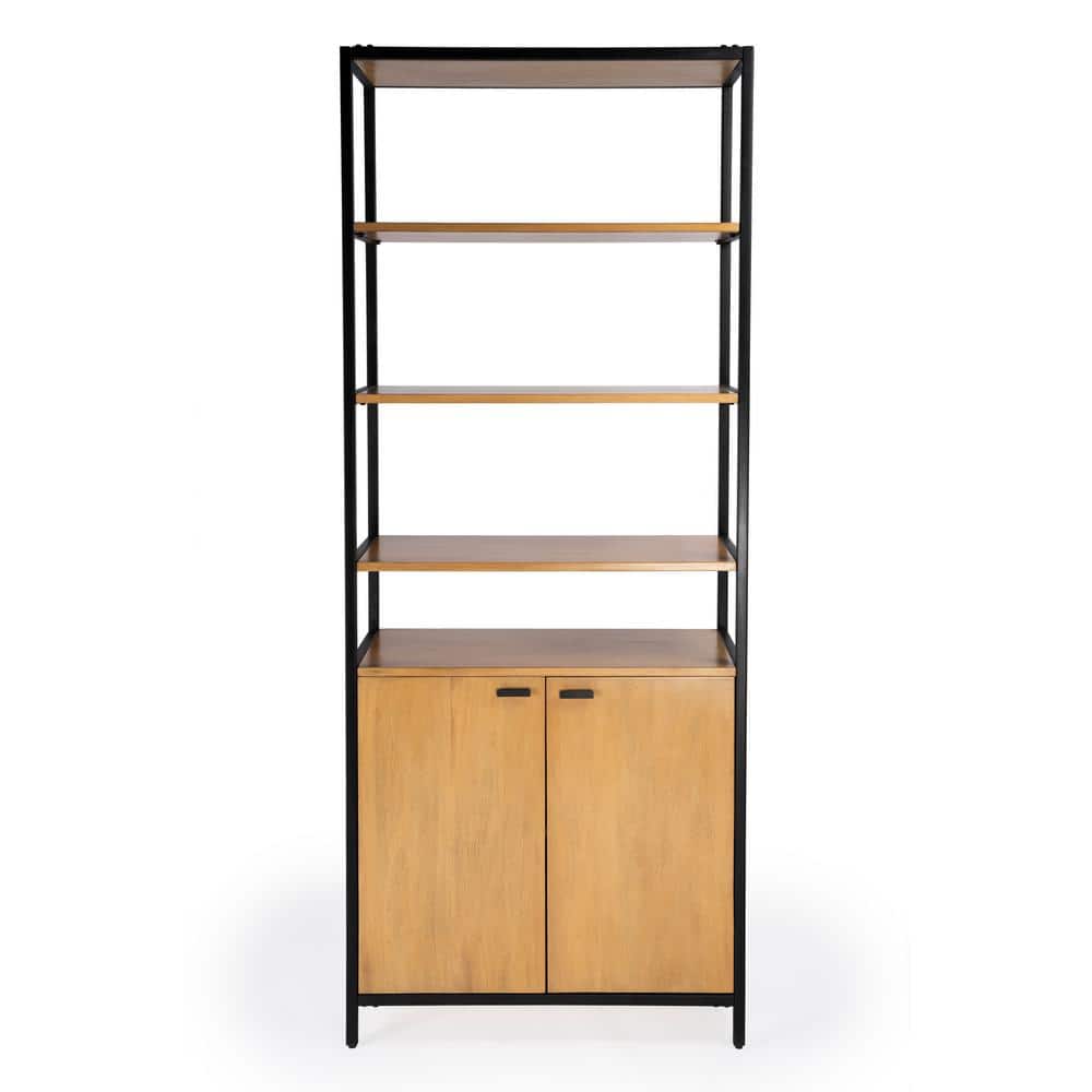 Hans 35.25" Black and Wood Adjustable Etagere Bookcase