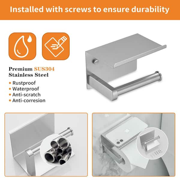 BWE Wall Mounted Stainless Steel Toilet Paper Holder Tissue