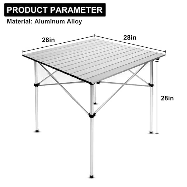 GVODE - 28 in. Square Portable Folding Aluminum Picnic Table in Sliver