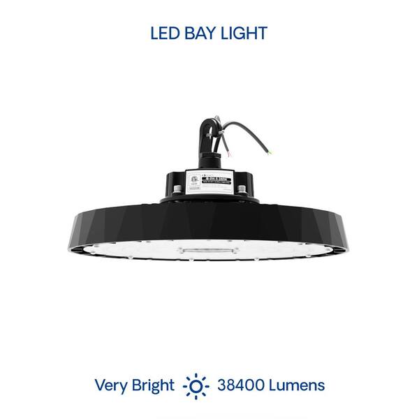 InfiBrite 12.8 in. 5000K Daylight 38,400 Lumens 240-Watt Integrated LED Dimmable Wet Rated Black High Bay Light 100-277 Volt