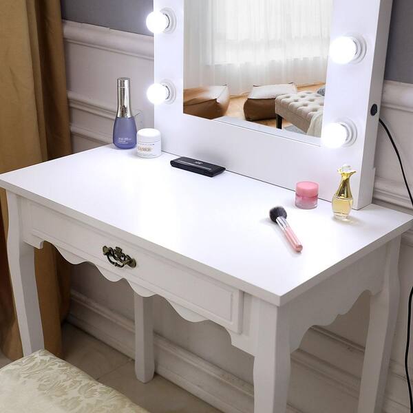 Outo Cold Light Rectangular Mirror, Vanity Girl Light Up Mirror Desk