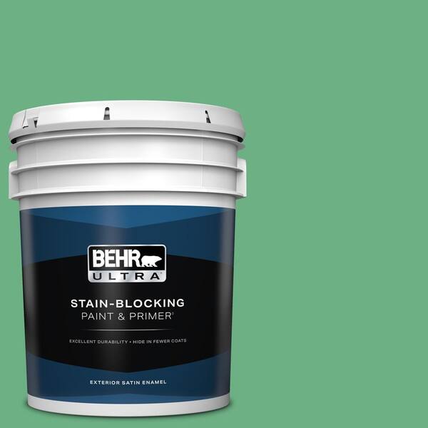 BEHR ULTRA 5 gal. #P410-5 Lily Pads Satin Enamel Exterior Paint & Primer