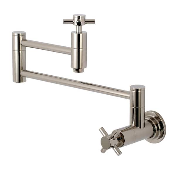 Kingston Brass Concord Wall-Mounted Potfiller Cross Handle in Polished Nickel