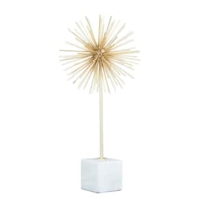 Gold Marble Starburst Sculpture with Marble Base
