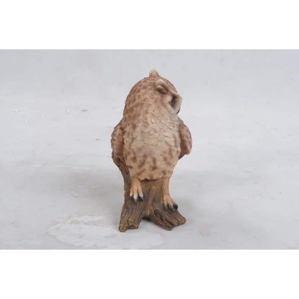 Small Brown Polyresin Screech Owl on Stump Statue