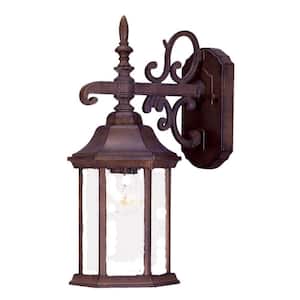 Madison Collection 1-Light Burled Walnut Outdoor Wall Lantern Sconce