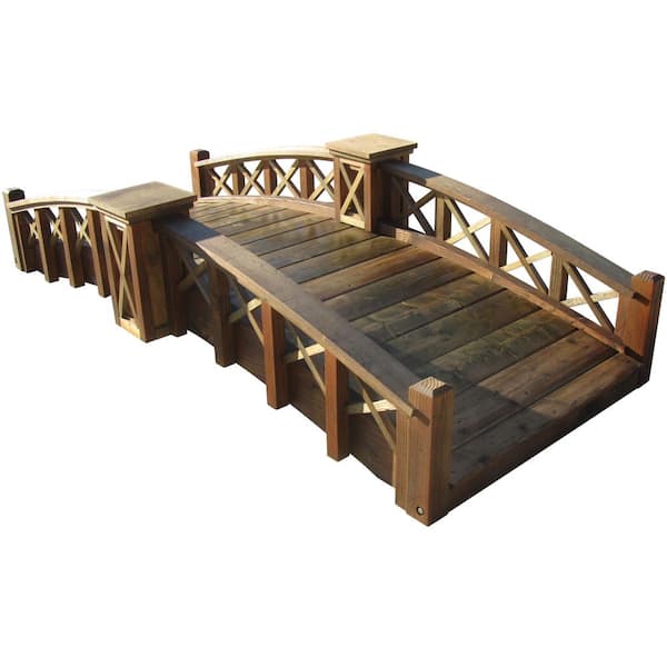 7 ft. Secret Garden Bridge with Half-Halved Lattice Railings