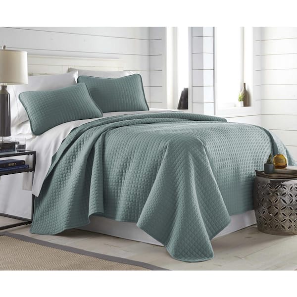 Southshore Fine Linens Vilano Oversized Steel Blue Microfiber King Quilt and Sham Set