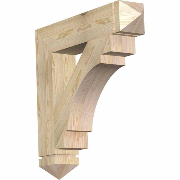 Ekena Millwork 6 in. x 32 in. x 32 in. Douglas Fir Merced Arts and Crafts Rough Sawn Bracket