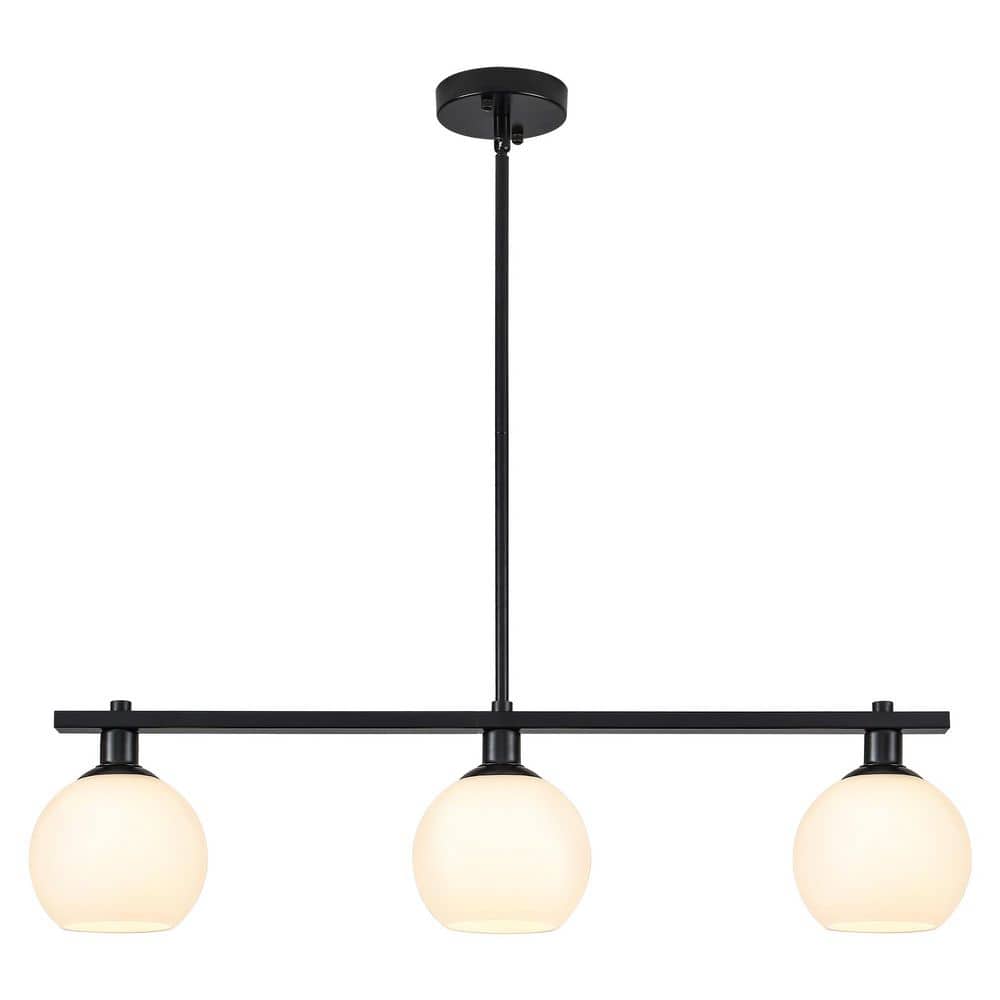 40 -Watt 3 Light Black Linear Glass Globe Pendant Light with Milk White Glass Shade,No Bulbs Included price history on PriceWatchPro