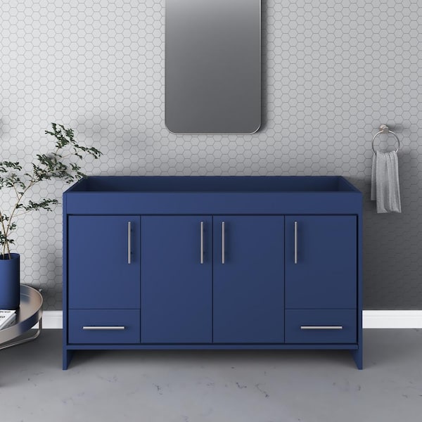 VOLPA USA AMERICAN CRAFTED VANITIES Pacific 60 in. W x 18 in. D x 33.88 in. H Bath Vanity Cabinet without Top in Navy
