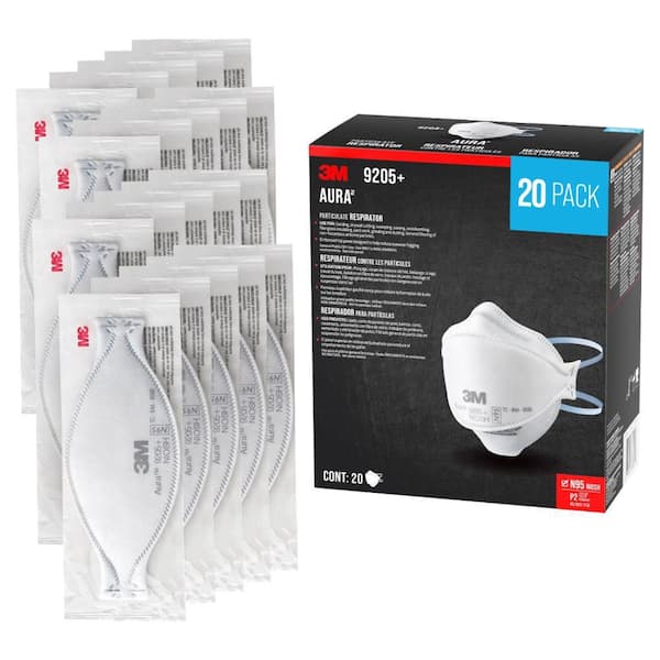 3M 9205+ N95 Aura Particulate Disposable Respirator Foldable (20-Pack)