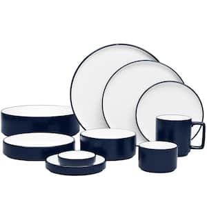 Colortex Stone Navy 7.5 in. Porcelain Deep Plates, (Set of 4)