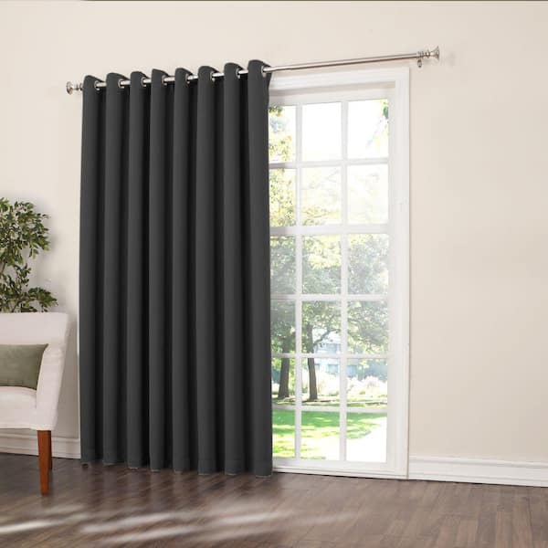 Sun Zero Black Solid Grommet Room Darkening Curtain - 100 in. W x 84 in. L