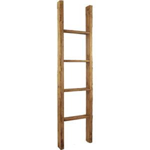 15 in. x 60 in. x 3 1/2 in. Barnwood Decor Collection Weathered Brown Vintage Farmhouse 4-Rung Ladder