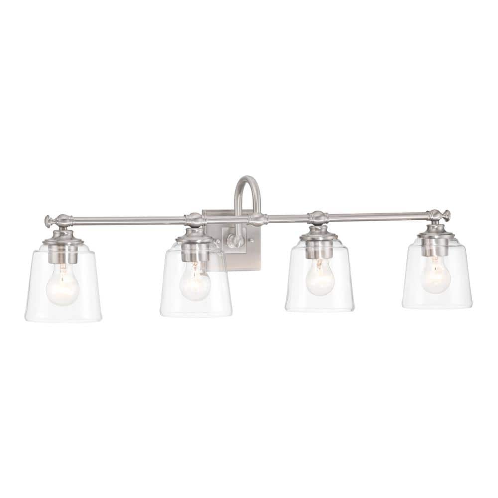 Antonia 35 in. 4-Light Brushed Nickel Vanity Bath Light with Clear Glass Shades price history on PriceWatchPro