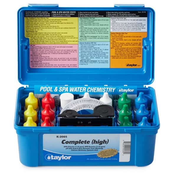 Complete Pool and Spa Test Kit, Alkalinity/Bromine and Chlorine (Hi-Range), DPD/CYA/Hardness/pH